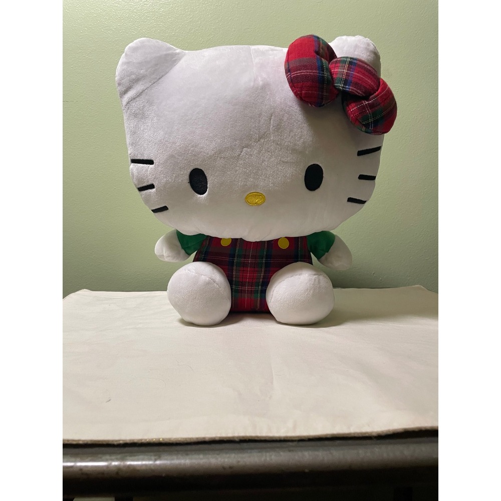 Sanrio Hello Kitty Holiday Plush Red Green Plaid Outfit Christmas 10 Inch NWT